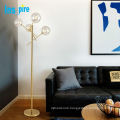 Hotel interior modern decoration glass shade golden floor lamp